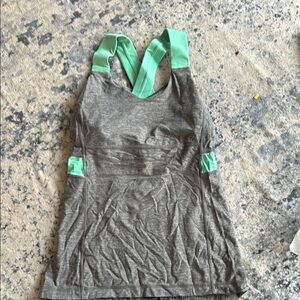 Gray and Green Women's Top
